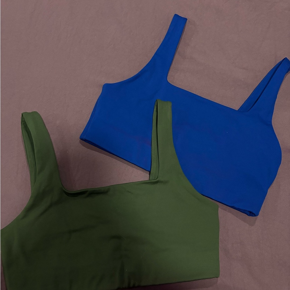 Girlfriend Collective Olive and Blue Bra Bundle